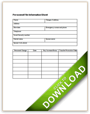 Personnel File Sheet